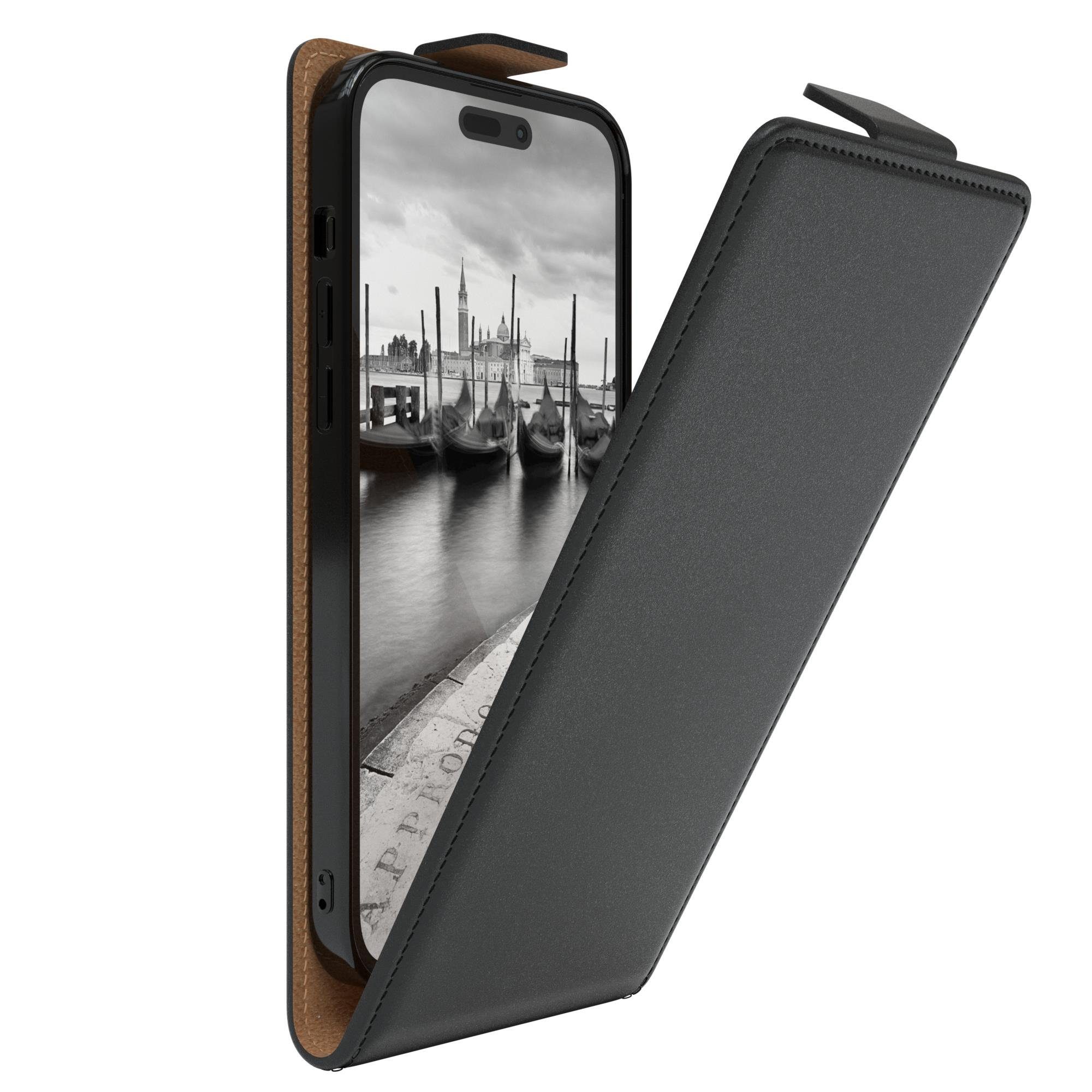 EAZY CASE Handyhülle Flipcase für Apple iPhone 14 Pro Max 6,7 Zoll, Tasche Klapphülle Handytasche zum Aufklappen Etui Kunstleder Schwarz