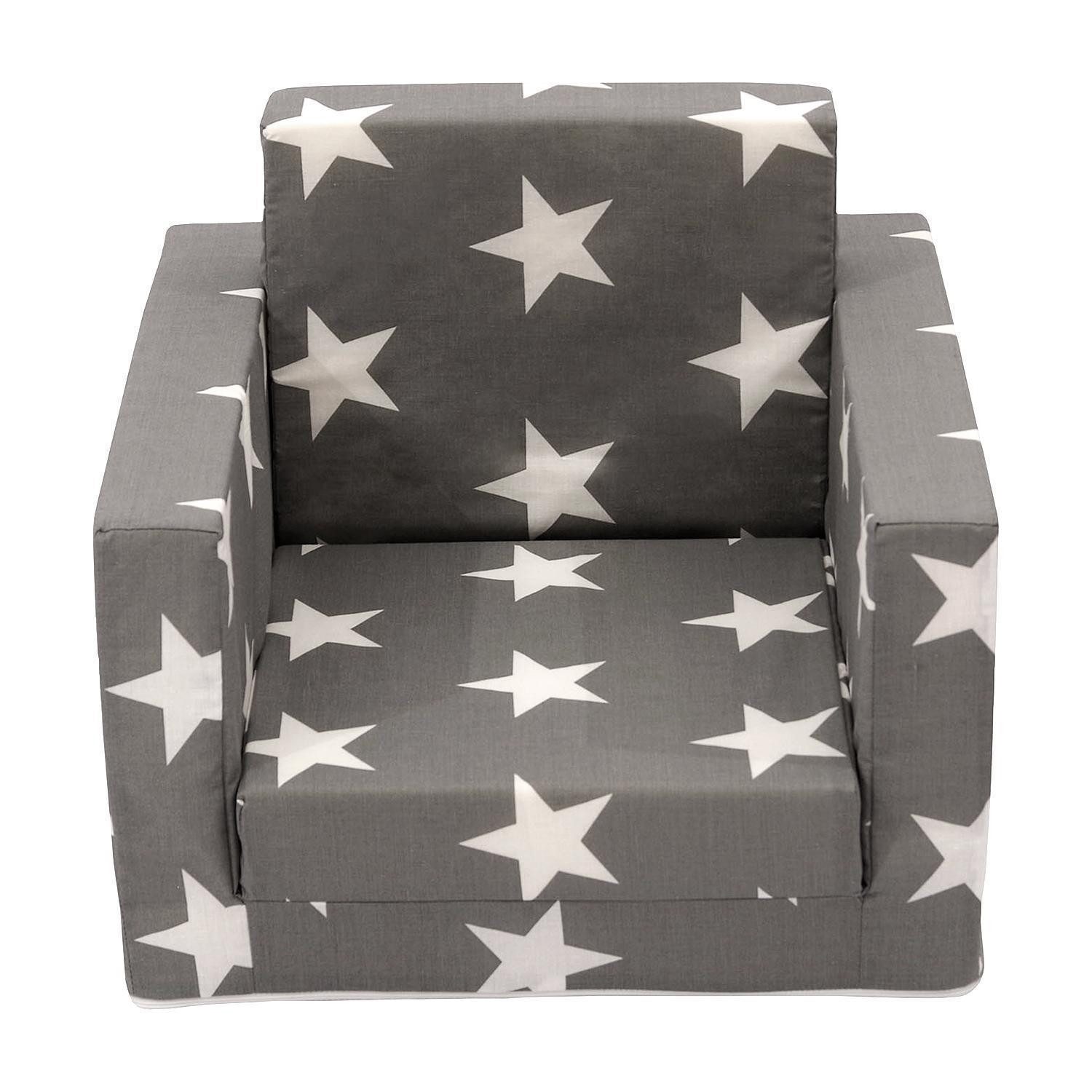 Sun Garden Kindersessel LUCA, Grau, Weiß, Baumwolle, Polyester, Ausziehbar, Bettfunktion, B 48 x H 48 x T 41 cm
