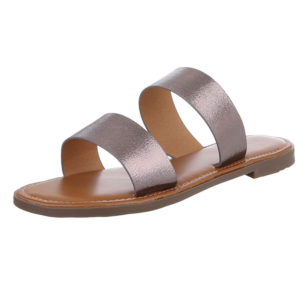 Ital-Design Stylische Sandalen für Freizeit – Komfort und Eleganz Pantolette (89372800) Blockabsatz Pantoletten in Bronze
