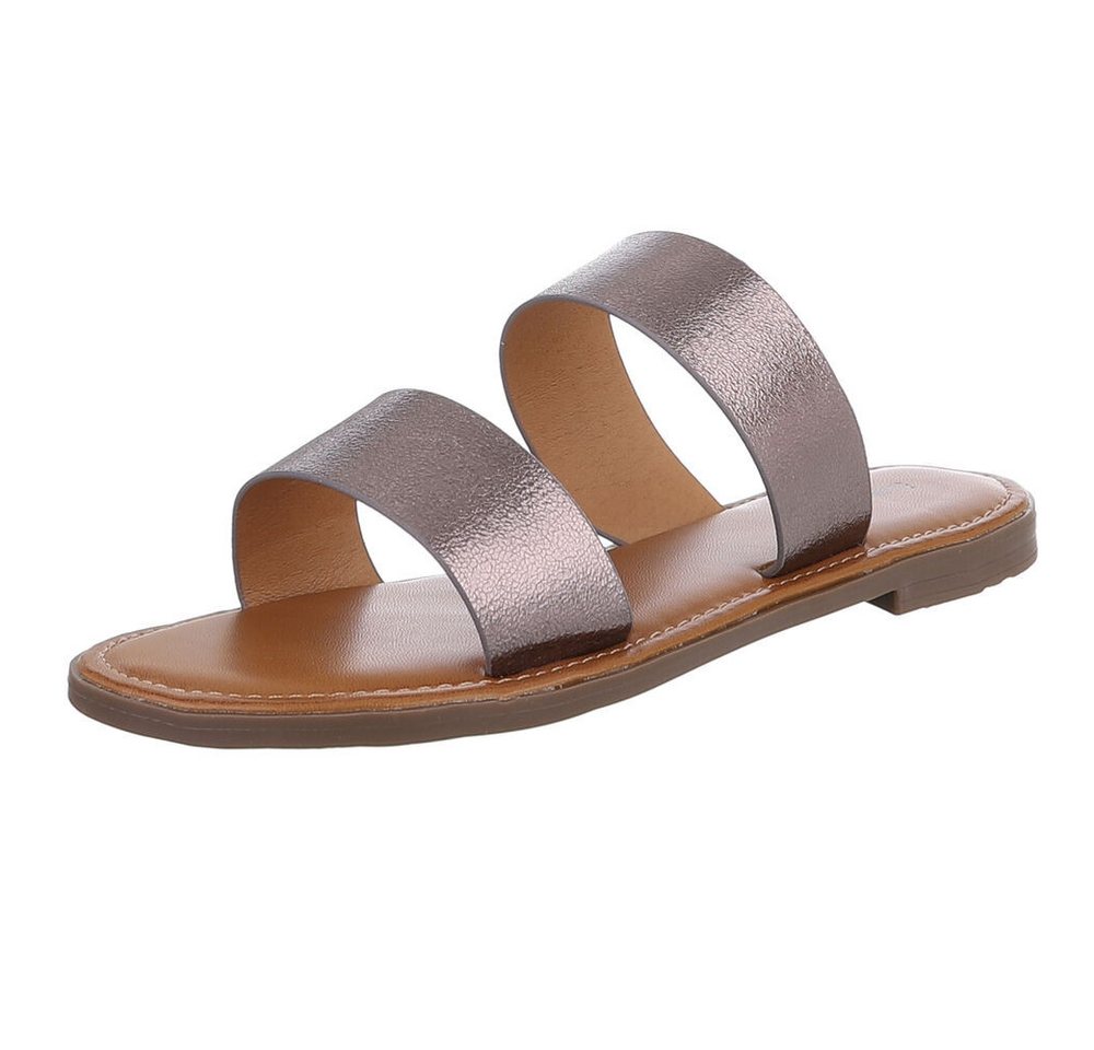 Ital-Design Stylische Sandalen für Freizeit – Komfort und Eleganz Pantolette (89372799) Blockabsatz Pantoletten in Bronze