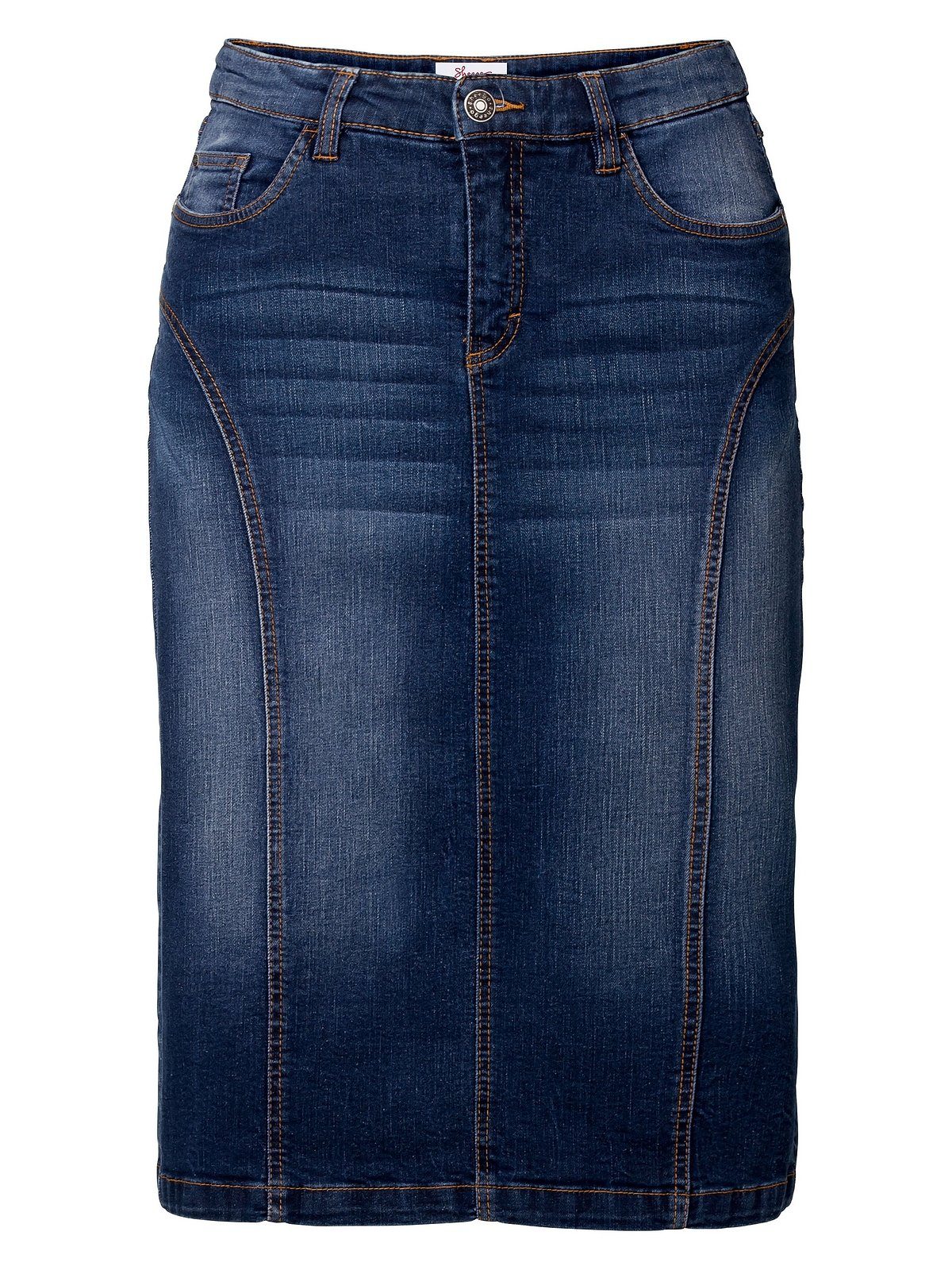 Sheego Jeansrock Große Größen Used Effekte, jedes Teil ein Unikat