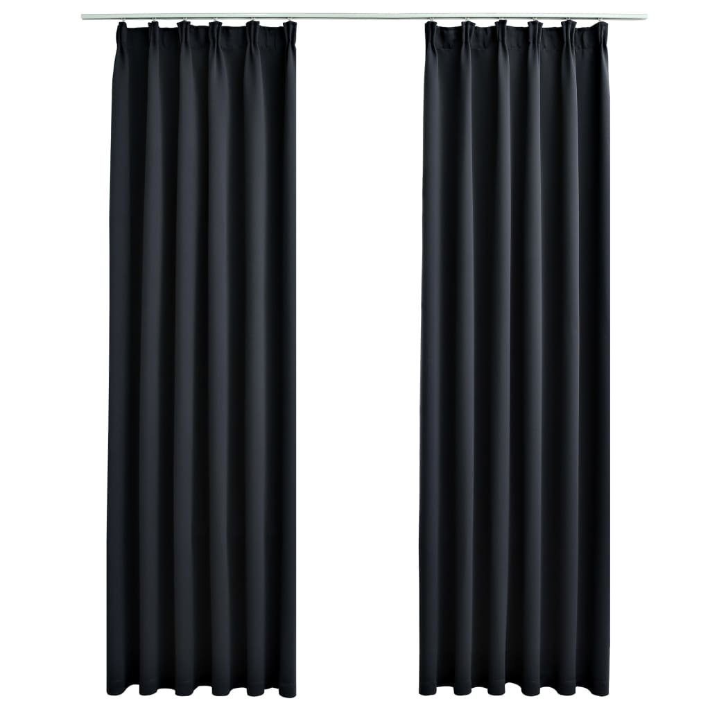 2 Haken Vorhang mit 140x175cm, Verdunkelungsvorhänge (1 Stk. St) Schwarz furnicato,