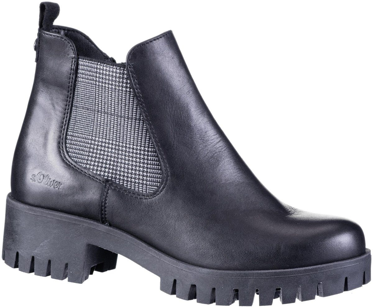 s.Oliver »S.OLIVER Damen Leder Boots black glencheck, weiche Decksohle,  Microfutter« Stiefel online kaufen | OTTO