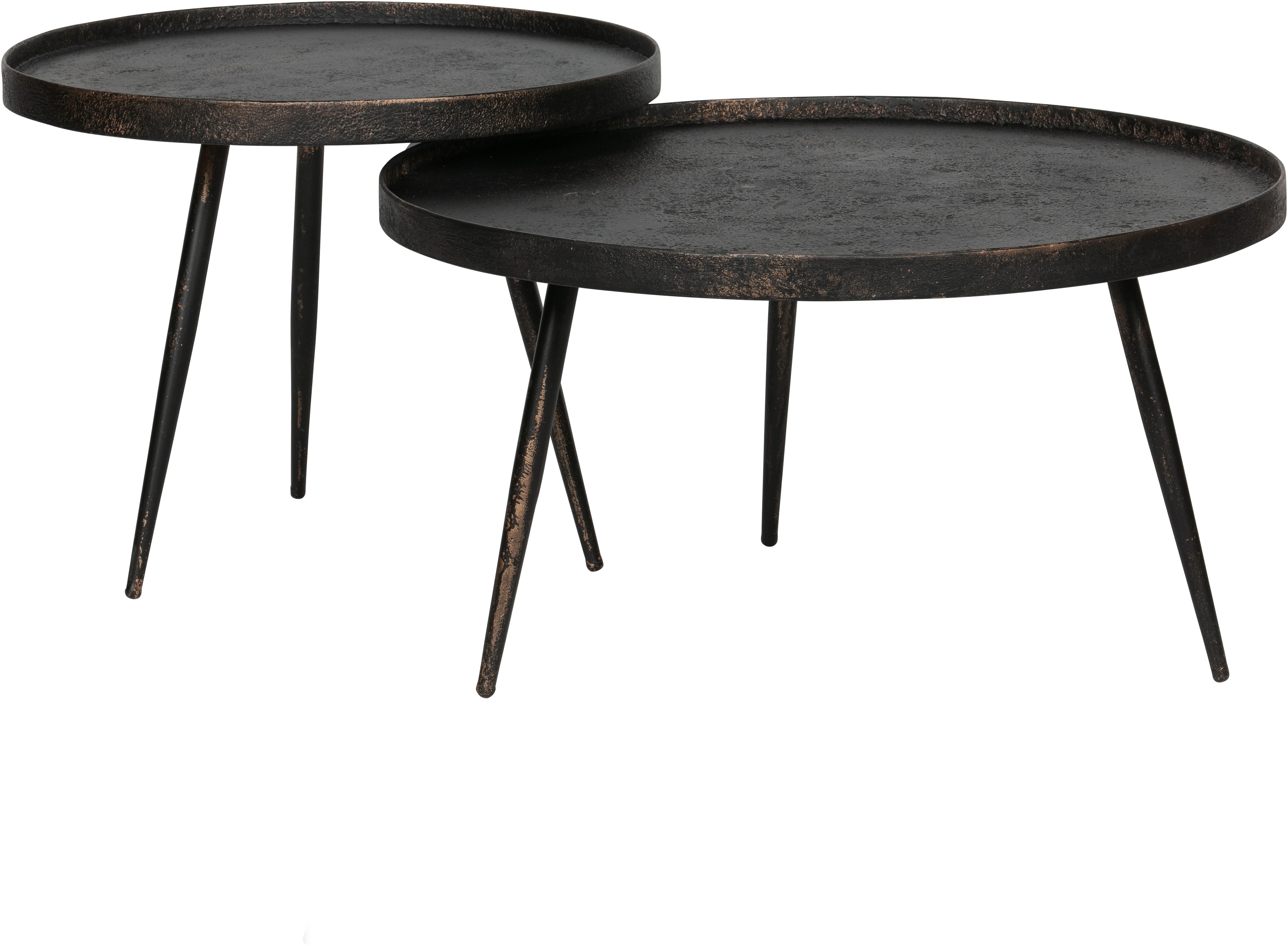 WOOOD Beistelltisch Bounds mit Multiplex-Zinkbeschichtung und Metallbeinen Ø 58 x H 44 cm, 4 cm Randerhöhung, Tragkraft 20 kg, Metallbeine Höhe 40 cm