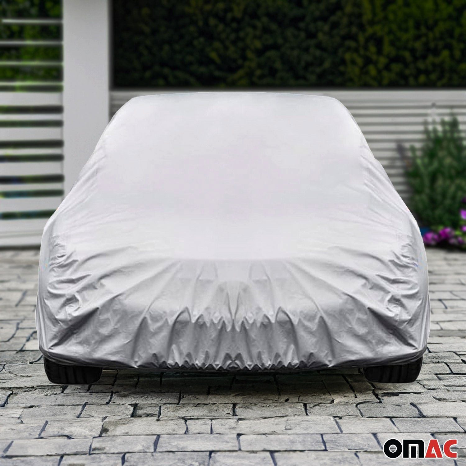 OMAC Car Sunshade, Car Cover, Full Garage, Universal Car Cover, Grey, 460x165x119, 35 x 10 cm, Portable, Elastic Hem, Waterproof, Foldable, UV Resistant