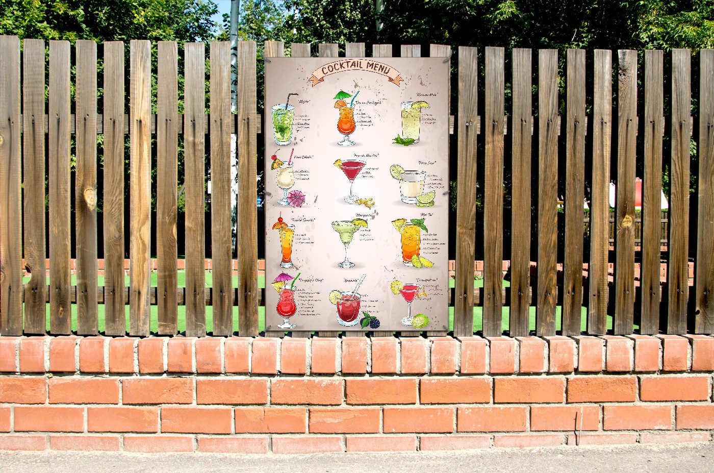 Wallario Sichtschutzzaunmatten Cocktail-Menü
