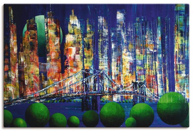 Artland Wandbild »New York Brooklyn Bridges«, Amerika (1 Stück), in vielen Größen & Produktarten - Alubild / Outdoorbild für den Außenbereich, Leinwandbild, Poster, Wandaufkleber / Wandtattoo auch für Badezimmer geeignet-Otto