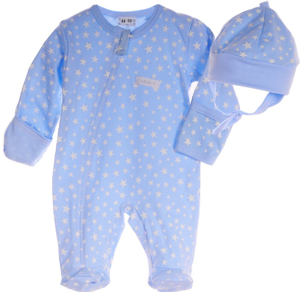 La Bortini Strampler Strampler und Mütze Baby Set Schlafanzug 44 50 56 62 68 74 80