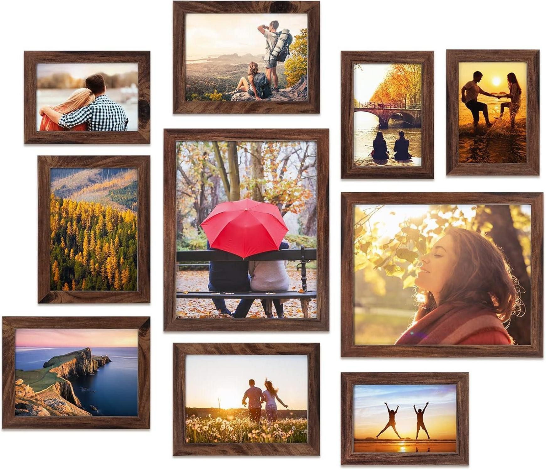 Bilderrahmen-Set Braune Bilderrahmen Set Collage Wand Tisch Modern Multisize 10x15