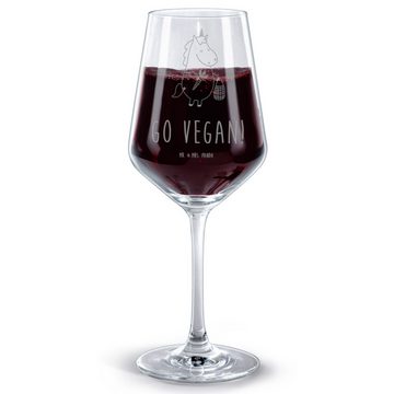 Mr. & Mrs. Panda Rotweinglas Einhorn Vegan - Transparent - Geschenk, Gesund leben, Veganismus, Peg, Premium Glas, Stilvolle Gravur