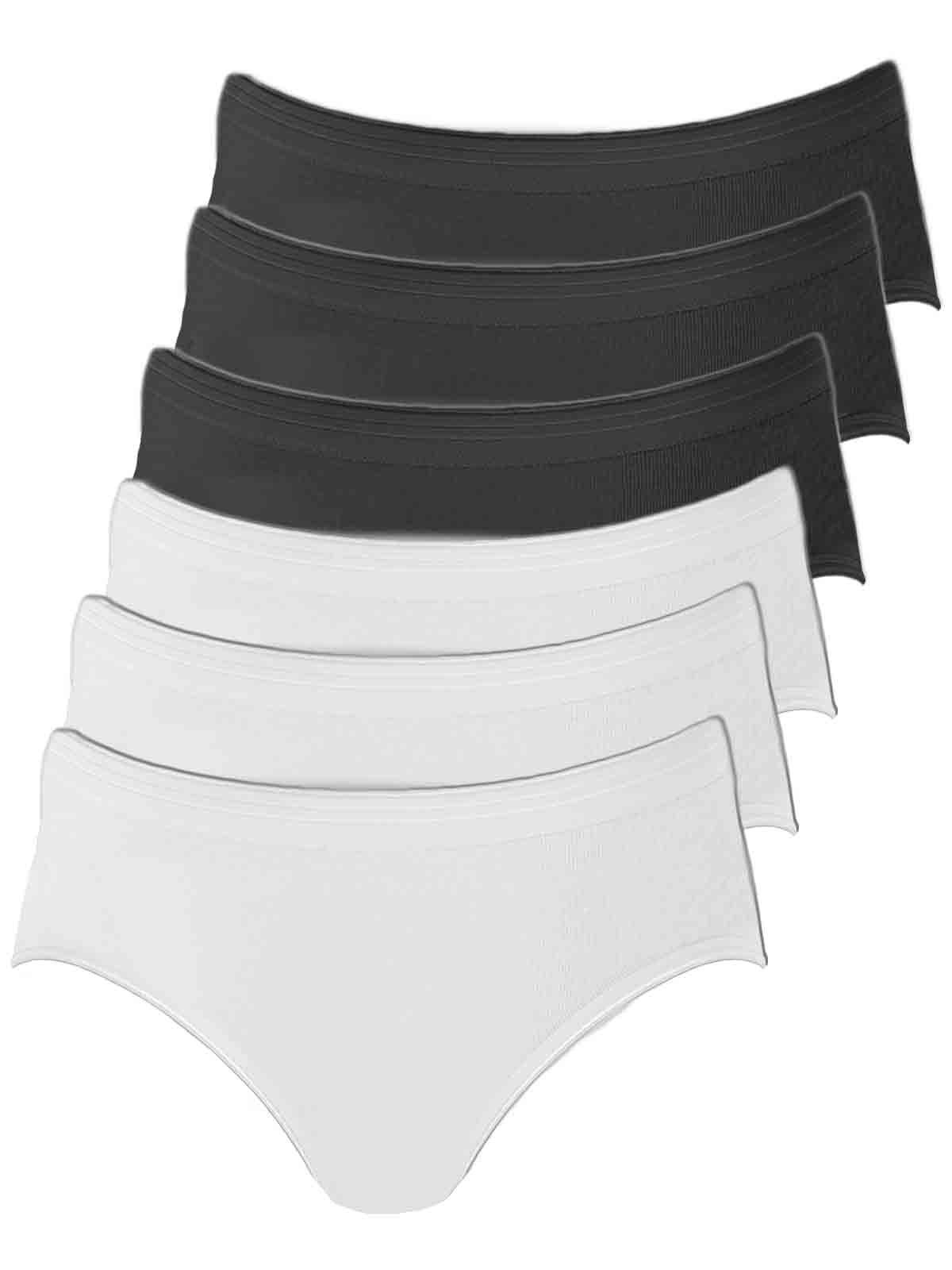 COMAZO Hüftslip 6er Pack Damen schwarz-weiss 6-St) Zwickel (Packung, Hüftslip