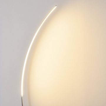 hofstein Bogenlampe »Oneto« LED Designer Standlampe in Aluminiumgebürstet, mit Fußschalter und Kabel, Leselampe, fest eingebaute LEDs 1100 Lumen