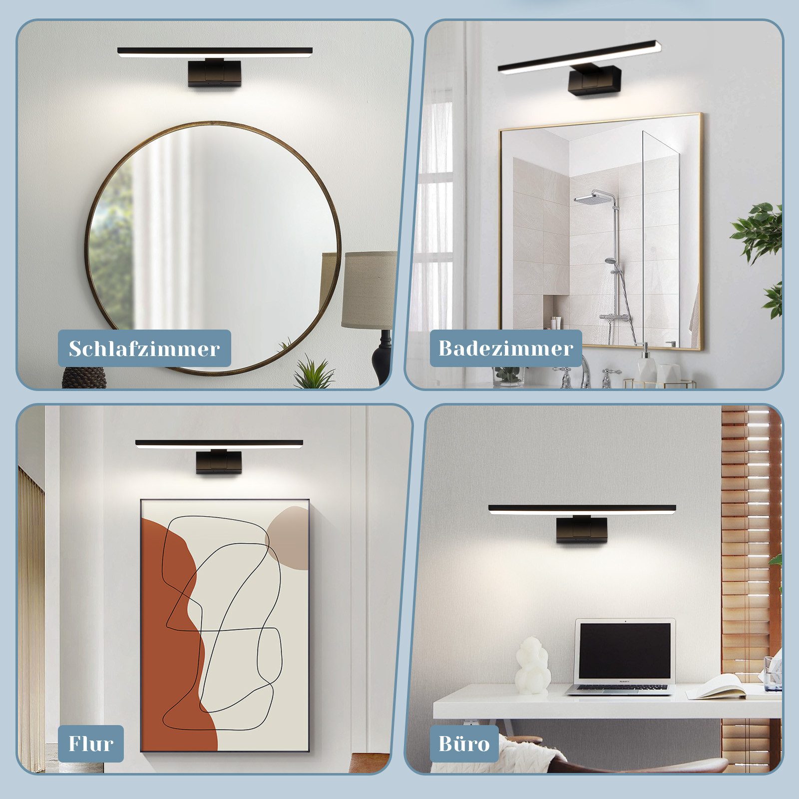 ZMH LED Spiegelleuchte Badezimmer Schwarz 30/40/60CM günstig online kaufen