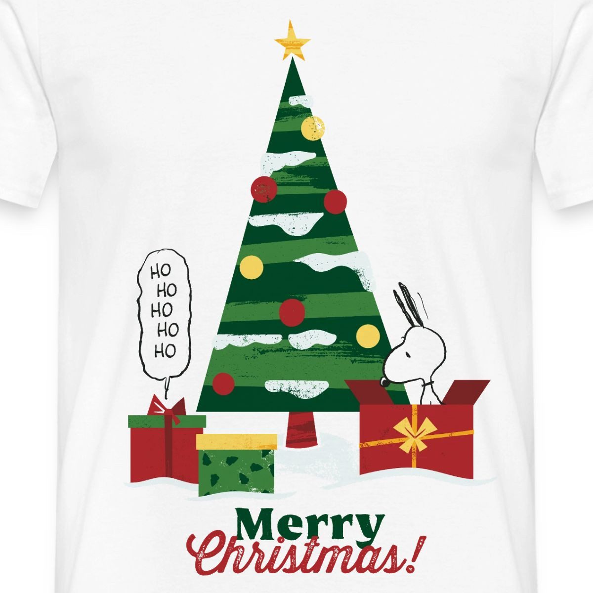 Spreadshirt T-Shirt Peanuts Merry Christmas Mit Snoopy & Tannenbaum Männer T-Shirt (1-tlg)