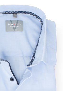 MARVELIS Kurzarmhemd Kurzarmhemd - Comfort Fit - Einfarbig - Rauchblau