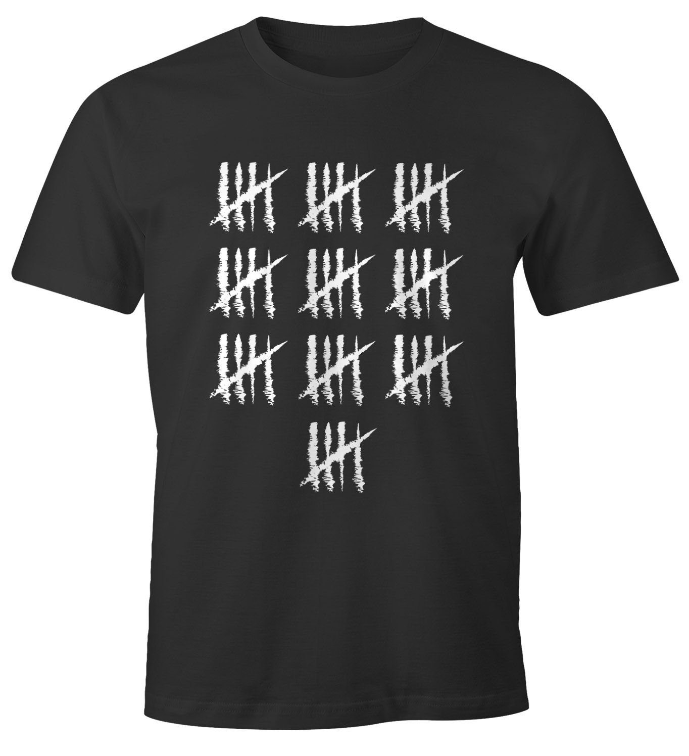 MoonWorks Print-Shirt Herren T-Shirt [object Jahrgang Strichliste Geburtstag Moonworks® anthrazit mit Striche 50 Fun-Shirt Object] Print Alter Geschenk Jubiläum