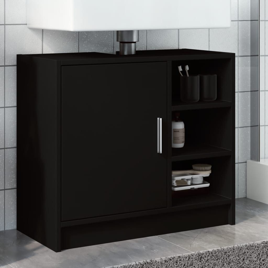 vidaXL Schrankmodule Waschbeckenunterschrank Schwarz 63x29x55 cm Holzwerkst günstig online kaufen