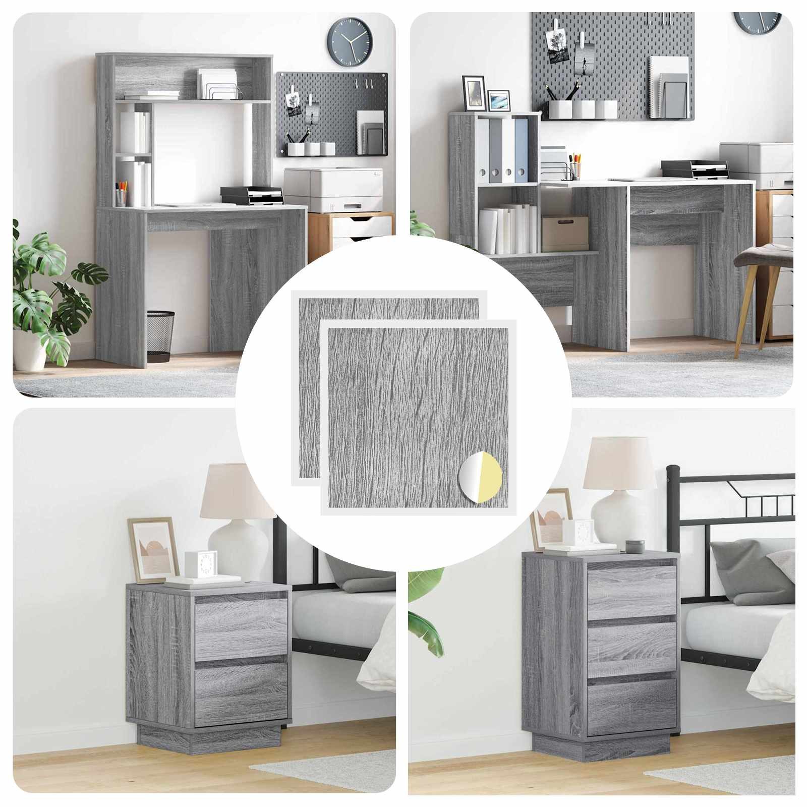 vidaXL Abdeckkappe, Selbstklebende Schraubenabdeckung 2 pcs Graues Sonoma