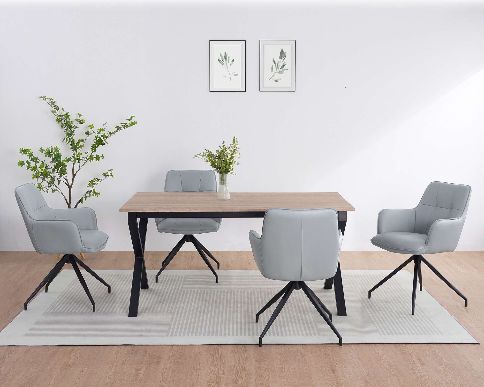 OTTO home Esstisch Boddhi, schwarzes Metallgestell, Plattenvarianten wählbar, sowie Größen
