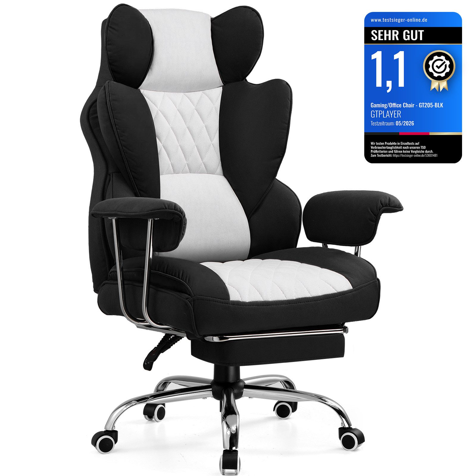 GTPLAYER Gaming-Stuhl Bürostuhl Gamer Stuhl gaming stuhl Schreibtischstuhl Chefsessel, mit Taschenfeder-Lendenwirbelstütze, breiter Büro-Computersessel