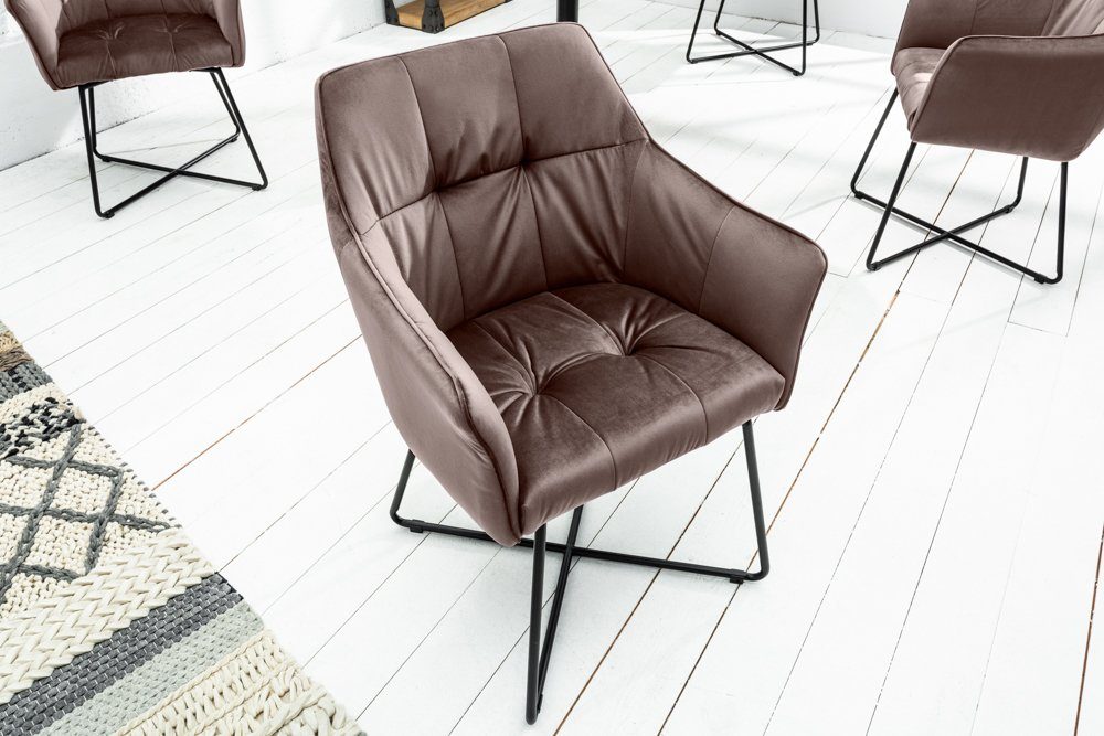 Esszimmer braun · (Einzelartikel, 1 schwarz Armlehne St), Polsterstuhl · LOFT Samt · Retro / mit taupe riess-ambiente