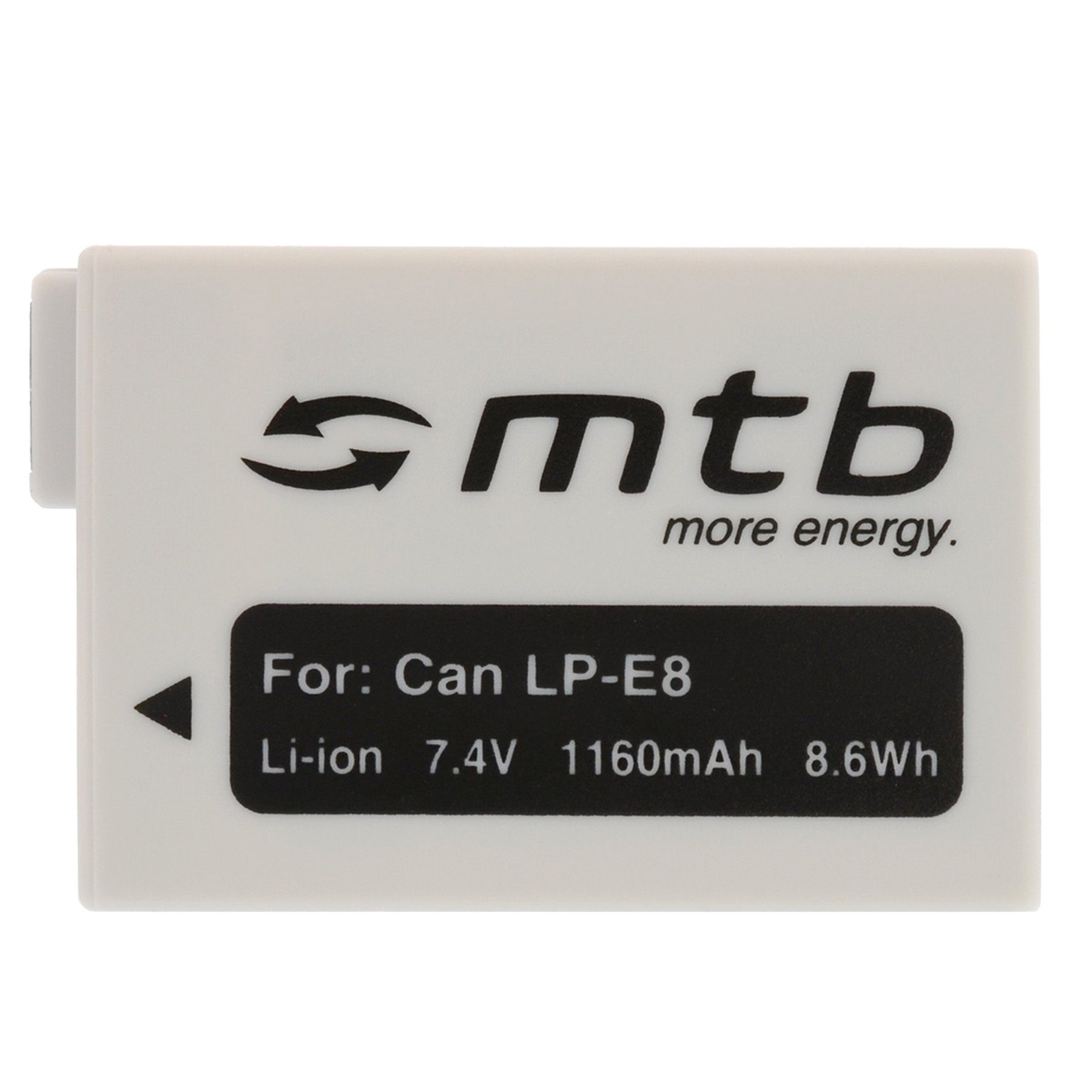 mtb more energy [BAT-215 - Li-Ion] Kamera-Akku kompatibel mit Akku-Typ Canon LP-E8 1160 mAh (7,4 V), passend für: Canon EOS 550D, 600D, 650D, 700D …
