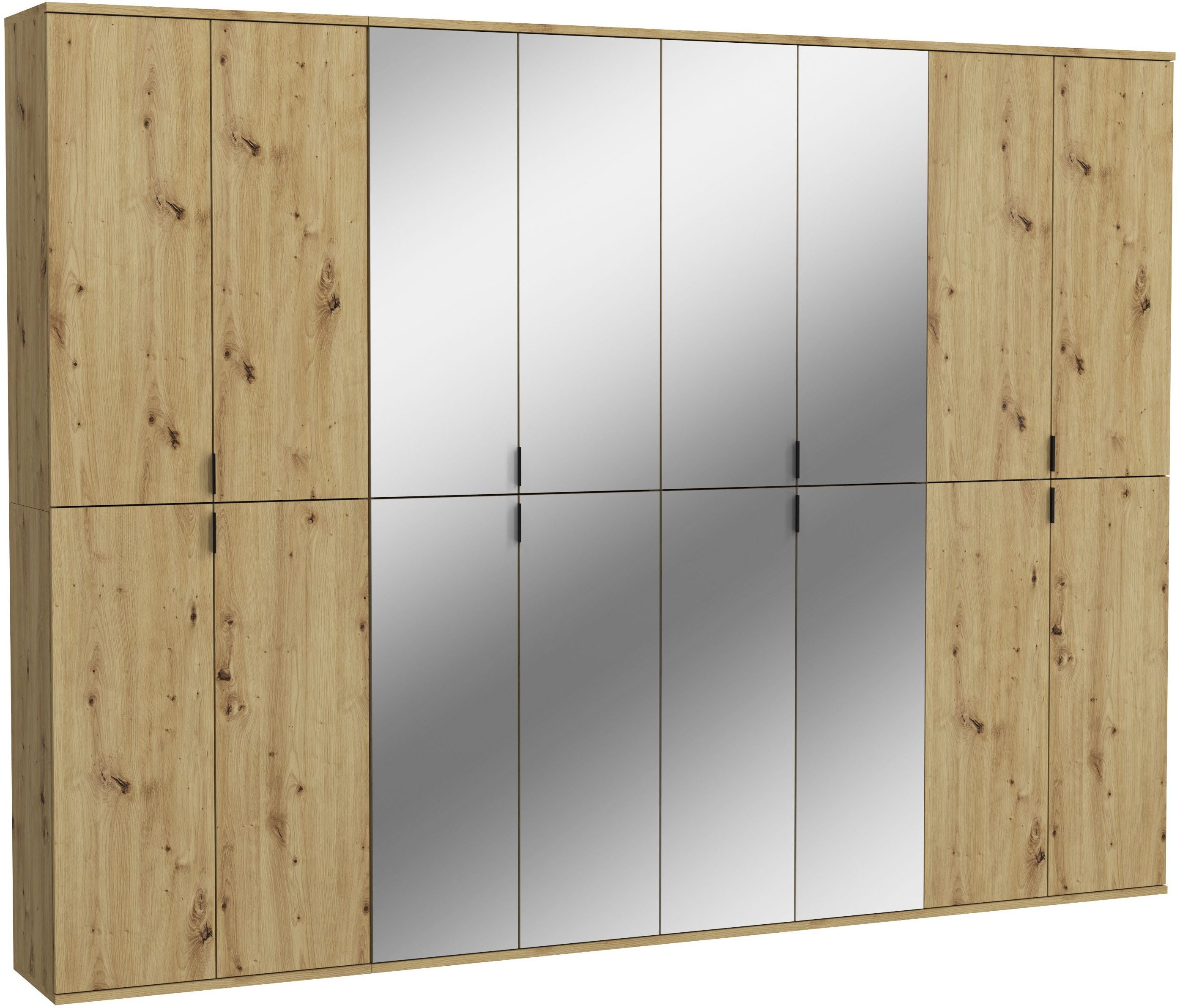 Home affaire Garderoben-Set Trondheim, Breite 244 cm, best. aus 4 Schränken, 16 Türen, 36 Fächer, (Set, 4-St), inkl. ausziehbarer Kleiderstange, Garderobenschrank, Kleiderschrank