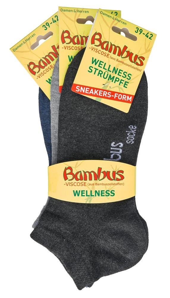Wowerat Sneakersocken Bambus Viskose Sneaker Socken melange Sneakersocken Damen Herren