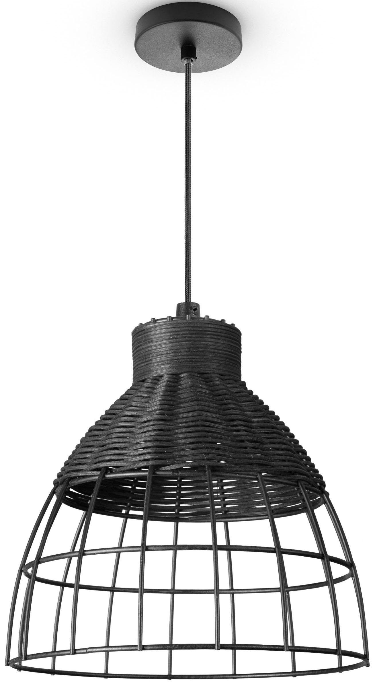 Paco Home Pendelleuchte PUCU, ohne Leuchtmittel, Korb Lampe LED Hängeleuchte Rattan Esszimmerlampe Boho E27 Vintage