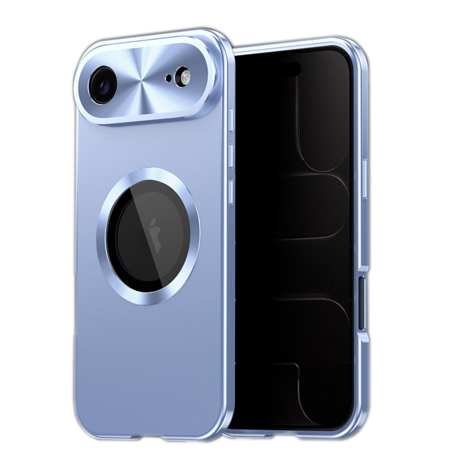 Wigento Handyhülle Für Apple iPhone 17 Air Full Cover MagSafe Hülle Metallrahmen Blau, Magnetverschluss, MagSafe-kompatibel, stoßfest, präzise Aussparungen
