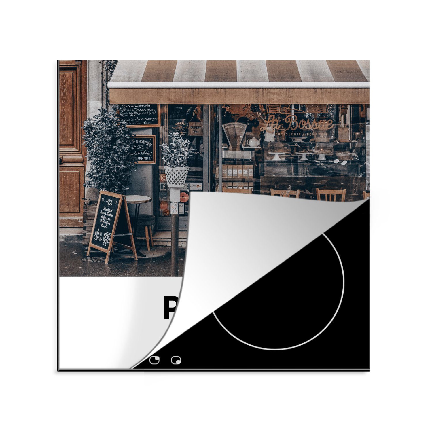 MuchoWow Herdblende-/Abdeckplatte Paris - Frankreich - Cafe, Vinyl, (1 tlg), 78x78 cm, Ceranfeldabdeckung, Arbeitsplatte für küche