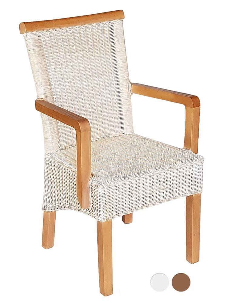 soma Holzstuhl Soma Esszimmer-Stuhl mit Armlehnen Rattanstuhl weiß Perth mit/ohne Sit, Stuhl Sessel Sitzplatz Sitzmöbel