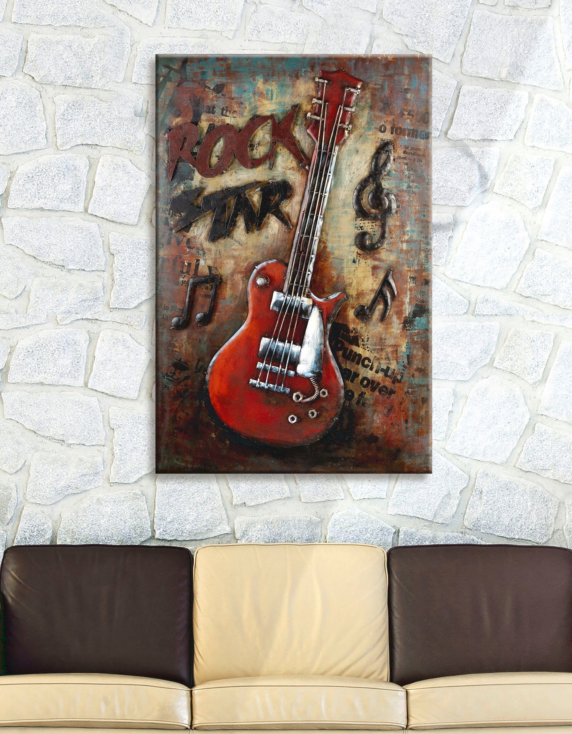 GILDE dekorativ Schlafzimmer handgefertigt, GALLERY im Rockstar, St), Gitarre Metall, (1 Metallbild Wohnzimmer Bild aus &
