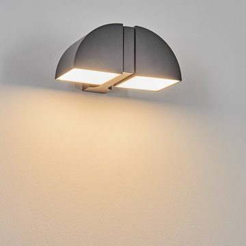 hofstein Außen-Wandleuchte Wandlampe aus Metall/Kunststoff in Anthrazit/Weiß, LED fest integriert, Wandleuchte m. verstellbaren Strahlern, 2x 4 W, 650 Lumen, IP54