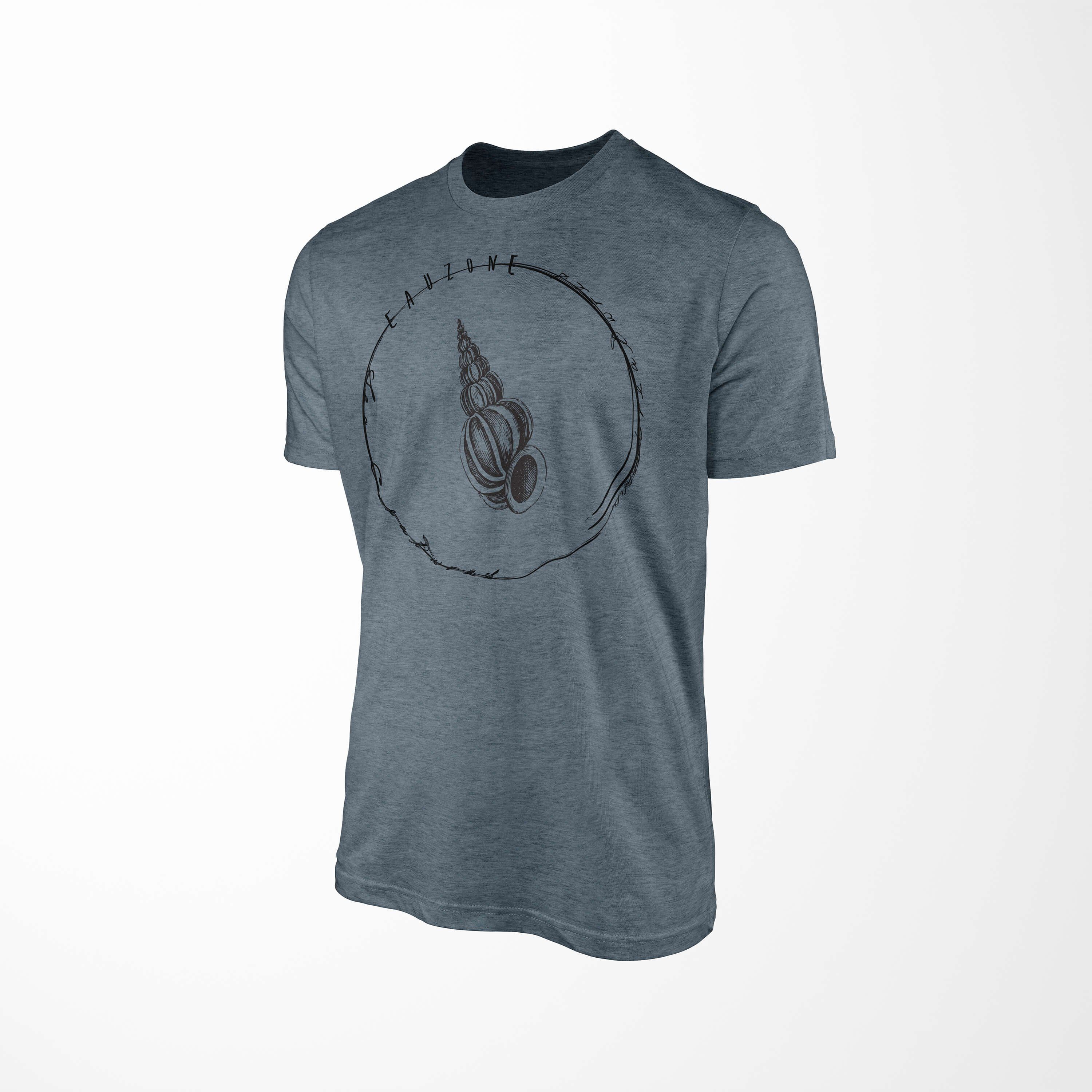 Sinus Art T-Shirt Indigo T-Shirt Sea Creatures, / Struktur feine - sportlicher Schnitt 026 Serie: Fische Tiefsee Sea und