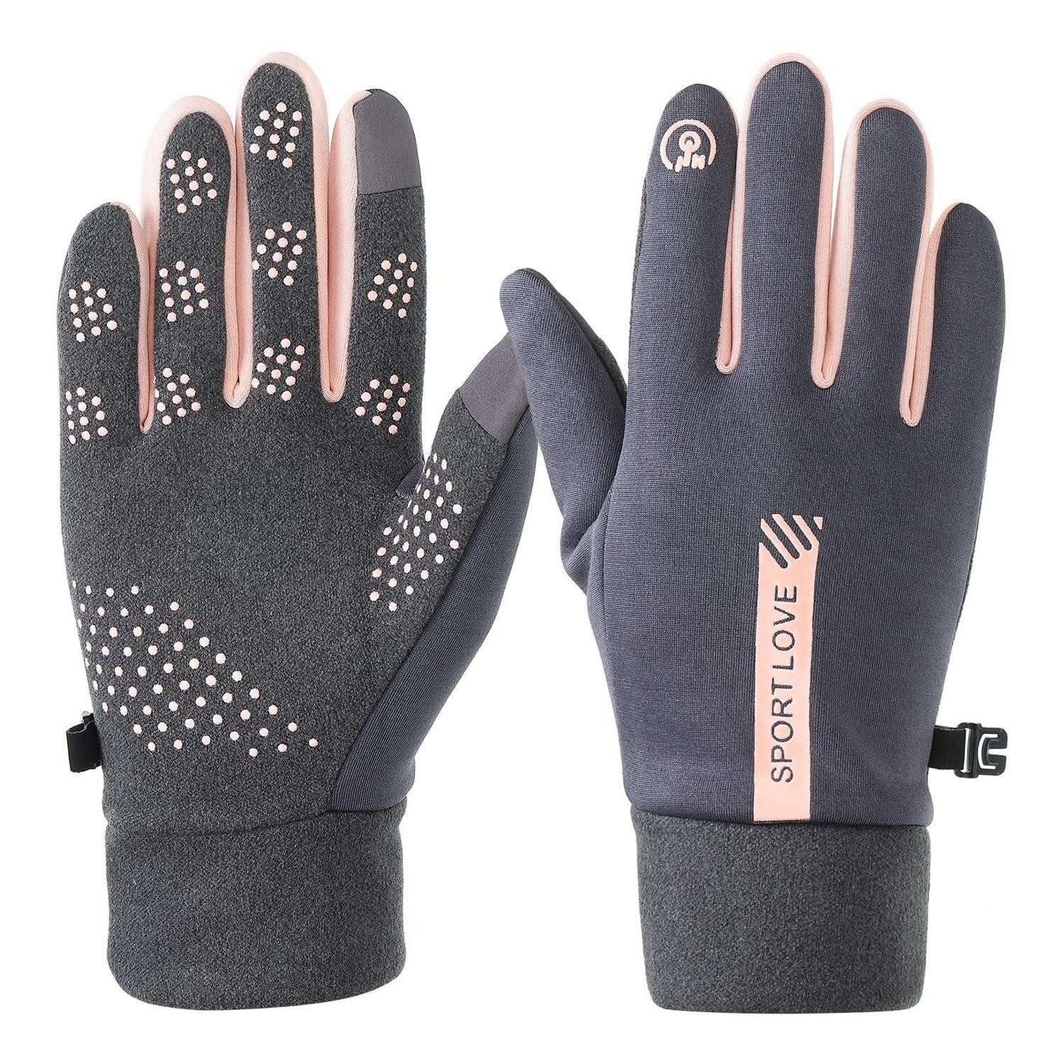 LuxusKollektion Skihandschuhe Winterhandschuhe wasserdicht Grau-Rosa (1-St)