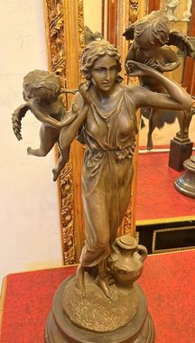 Casa Padrino Skulptur Casa Padrino Jugendstil Bronze Deko Skulptur Frau & Engel H. 60 cm