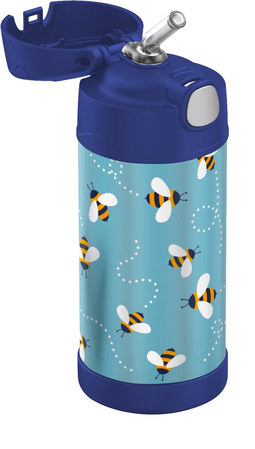 THERMOS Isolierflasche FUNTAINER STRAW BOTTLE, doppelwandiger Edelstahl, spülmaschinenfest, 0,35l, mit Silikonstrohalm, absolut dicht