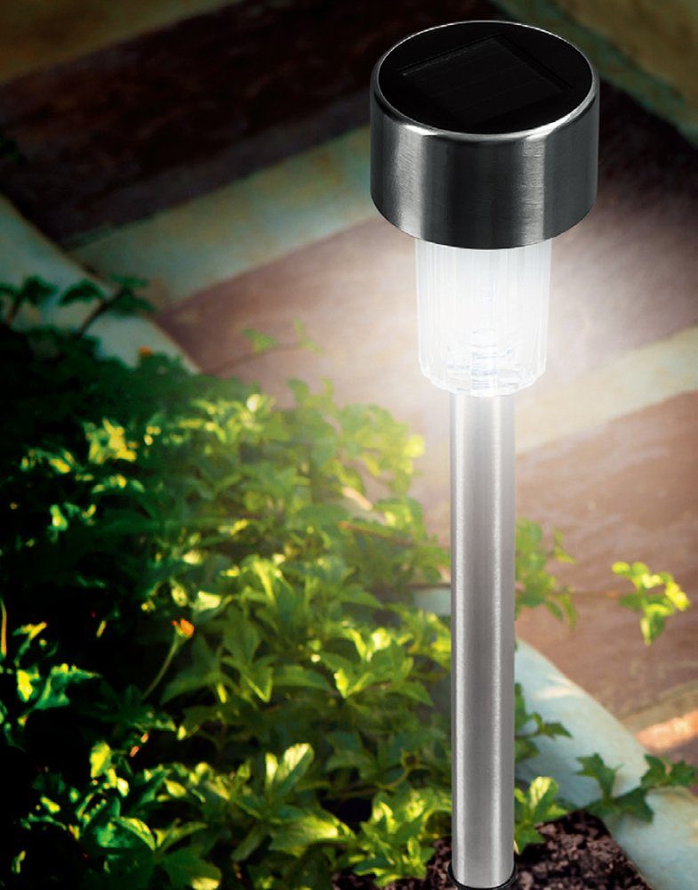 etc-shop LED Außen-Stehlampe, fest verbaut, Solarlampen Solarleuchten Erdspieß Set LED-Leuchtmittel 10er Garten Set Steckleuchte