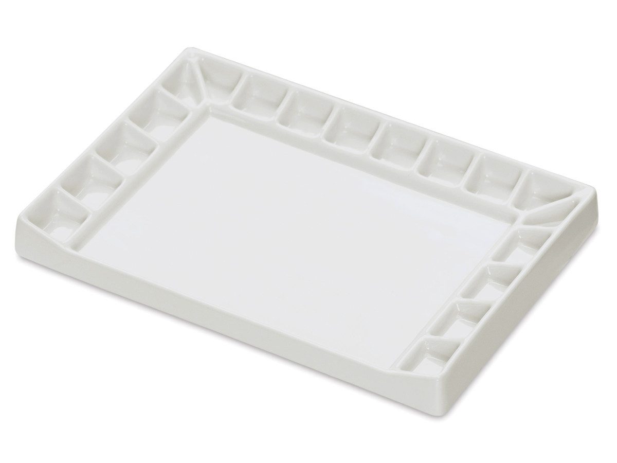 MEEDEN Malpalette Porzellan 18 Farbfächer 14 × 20 cm Weiß für Atelier und unterwegs, nicht porös, rutschfest und leicht zu reinigen
