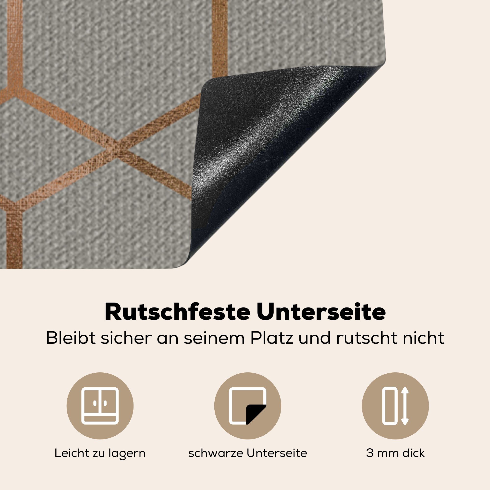 Arbeitsplatte Luxus für Bronze Vinyl, MuchoWow (1 Ceranfeldabdeckung, - cm, tlg), Grau, Herdblende-/Abdeckplatte - 78x78 küche - Muster