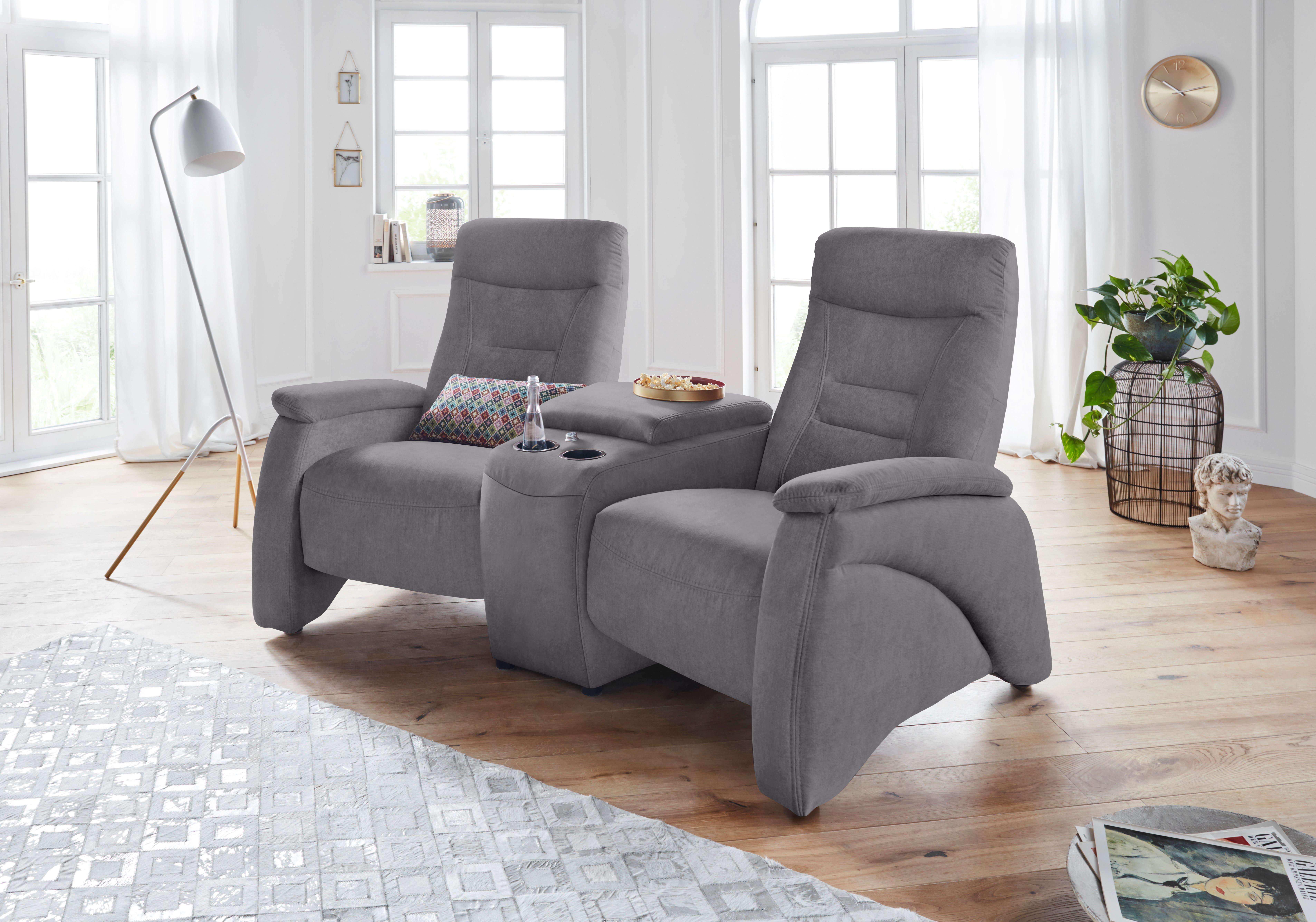 exxpo - sofa fashion 2,5-Sitzer Ascoli, Kinosofa mit hohem Sitzkomfort, bequeme Armlehnen, inkl. Relaxfunktion, mit Ablage und Staufach, hohe Rückenlehne