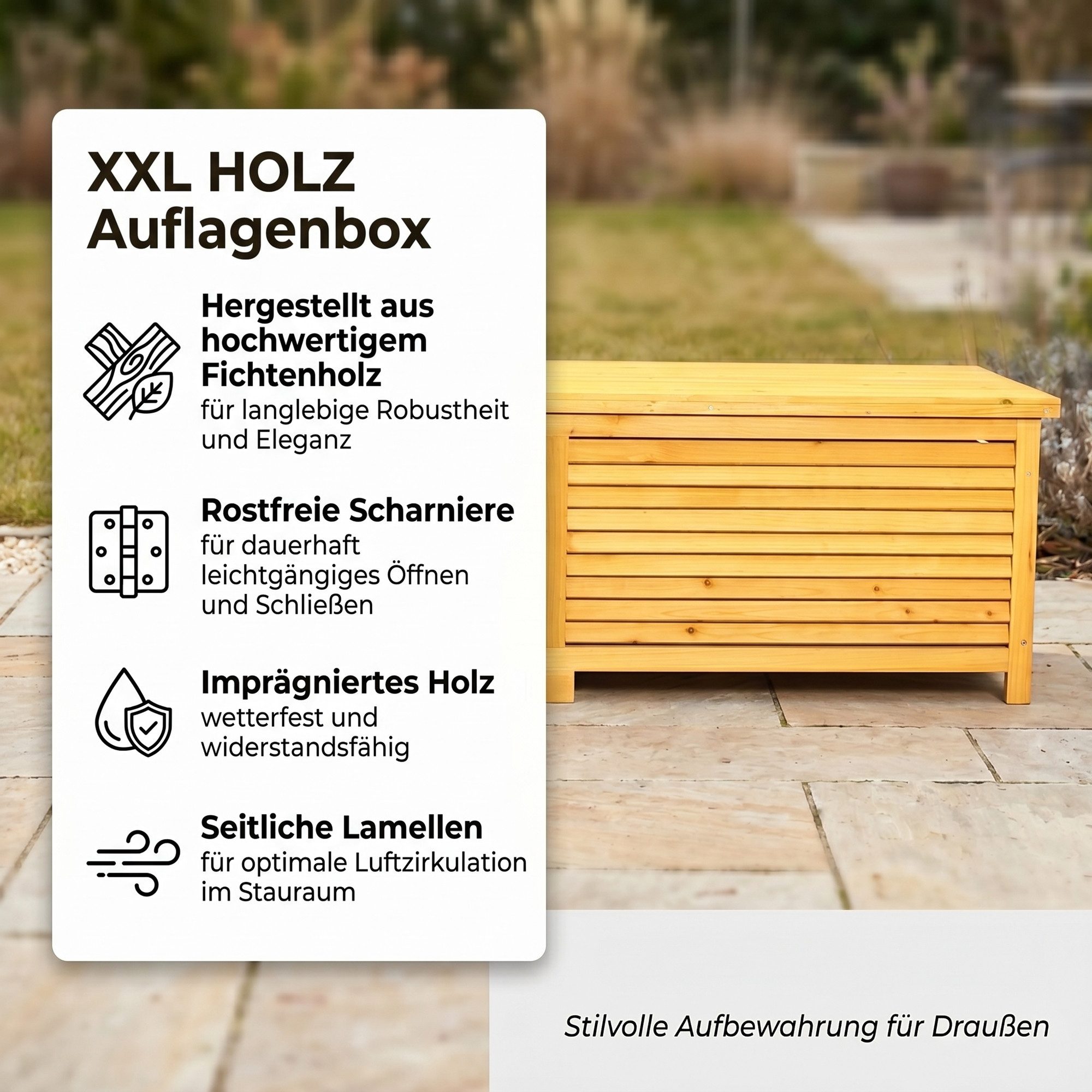 Mucola Auflagenbox Kissenbox Gartentruhe Gartenbox Auflagentruhe (Stück, Box), mit Deckel