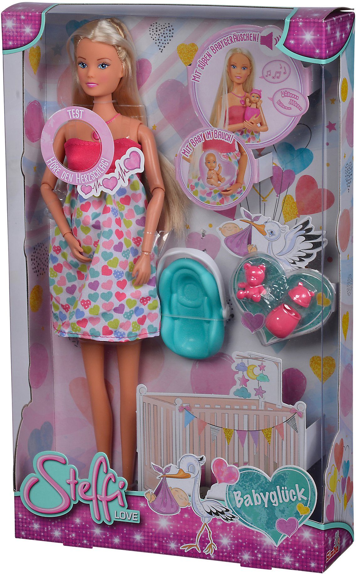 SIMBA Anziehpuppe Steffi Love, Babyglück, mit Soundeffekt und Babyzubehör günstig online kaufen