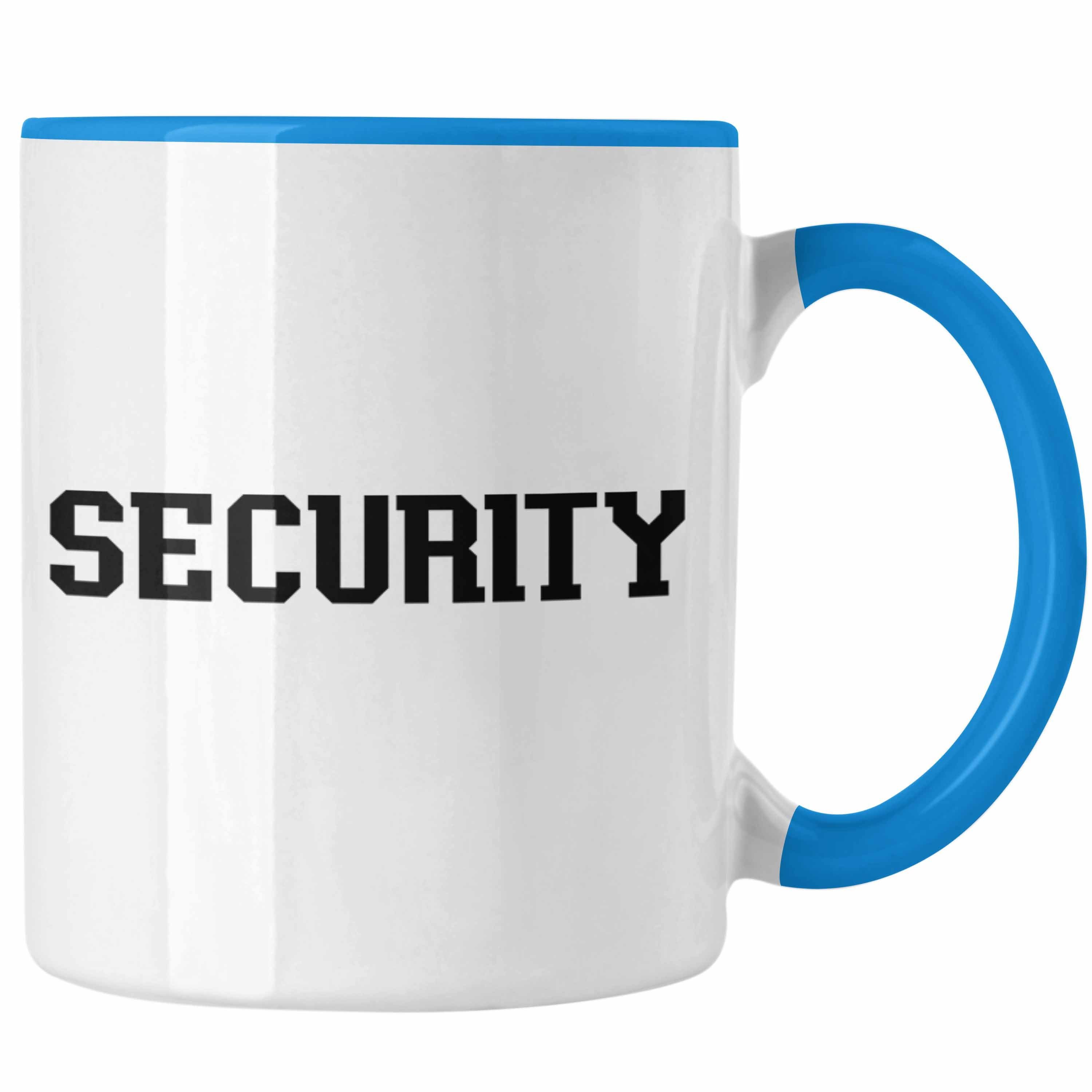 Trendation Tasse Security Tasse für Türsteher Wächter Geschenk für Beschützer Blau