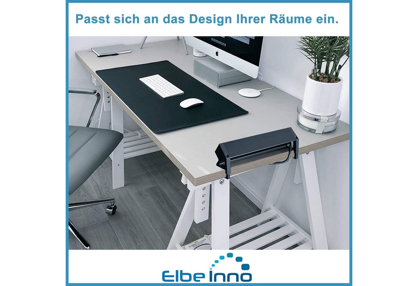 Thumbnail - Elbe Inno Steckdosenleiste 3-fach (klemmbare Mehrfachsteckdose mit 2 USB und Schalter, Überspannungsschutz, Kindersicher...
