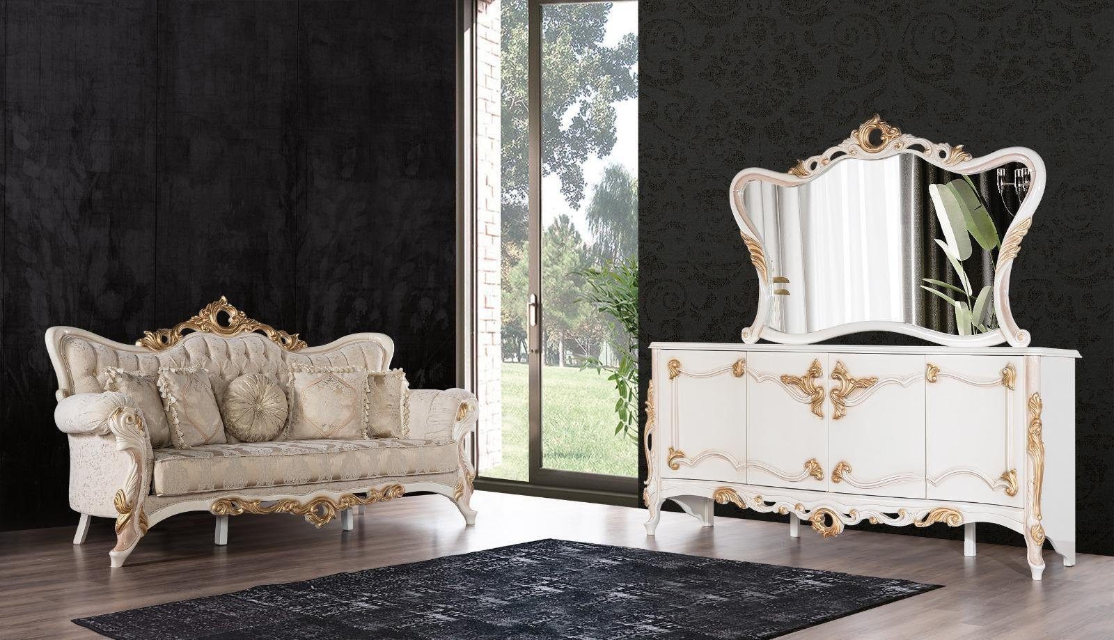 Xlmoebel Chesterfield-Sofa Barock Sofa aus Stoff in Gold mit eleganter Ästhetik, Hergestellt in Europa