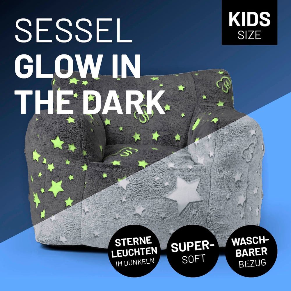 Lumaland Sitzsack LUMALAND Sessel „Glow in the Dark“ - Kids Size - Sternen- günstig online kaufen