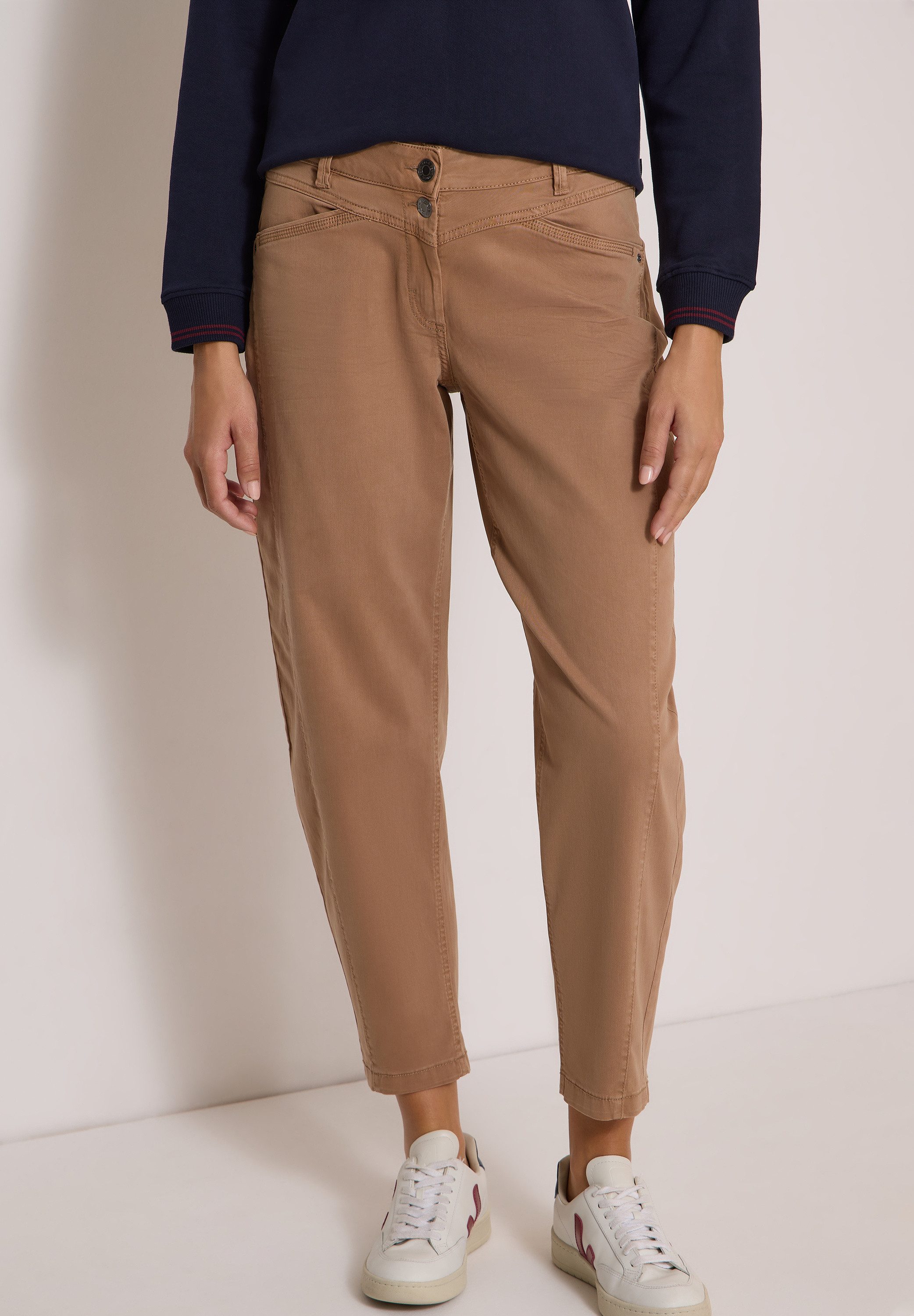 CECIL Stoffhose Style Scarlett Mid Waist, Barrel Leg, Baumwollmix