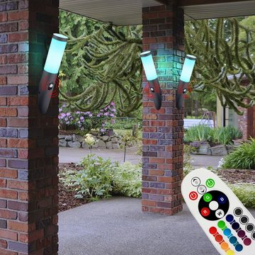 etc-shop LED Außen-Stehlampe, Leuchtmittel inklusive, Warmweiß, Farbwechsel, Wand Lampe FERNBEDIENUNG Edelstahl Garten Fackel Leuchte